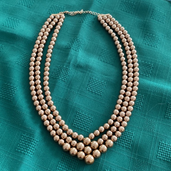 Satin golded finished 3 strand V Necklace and Bracelet - Picture 7 of 9